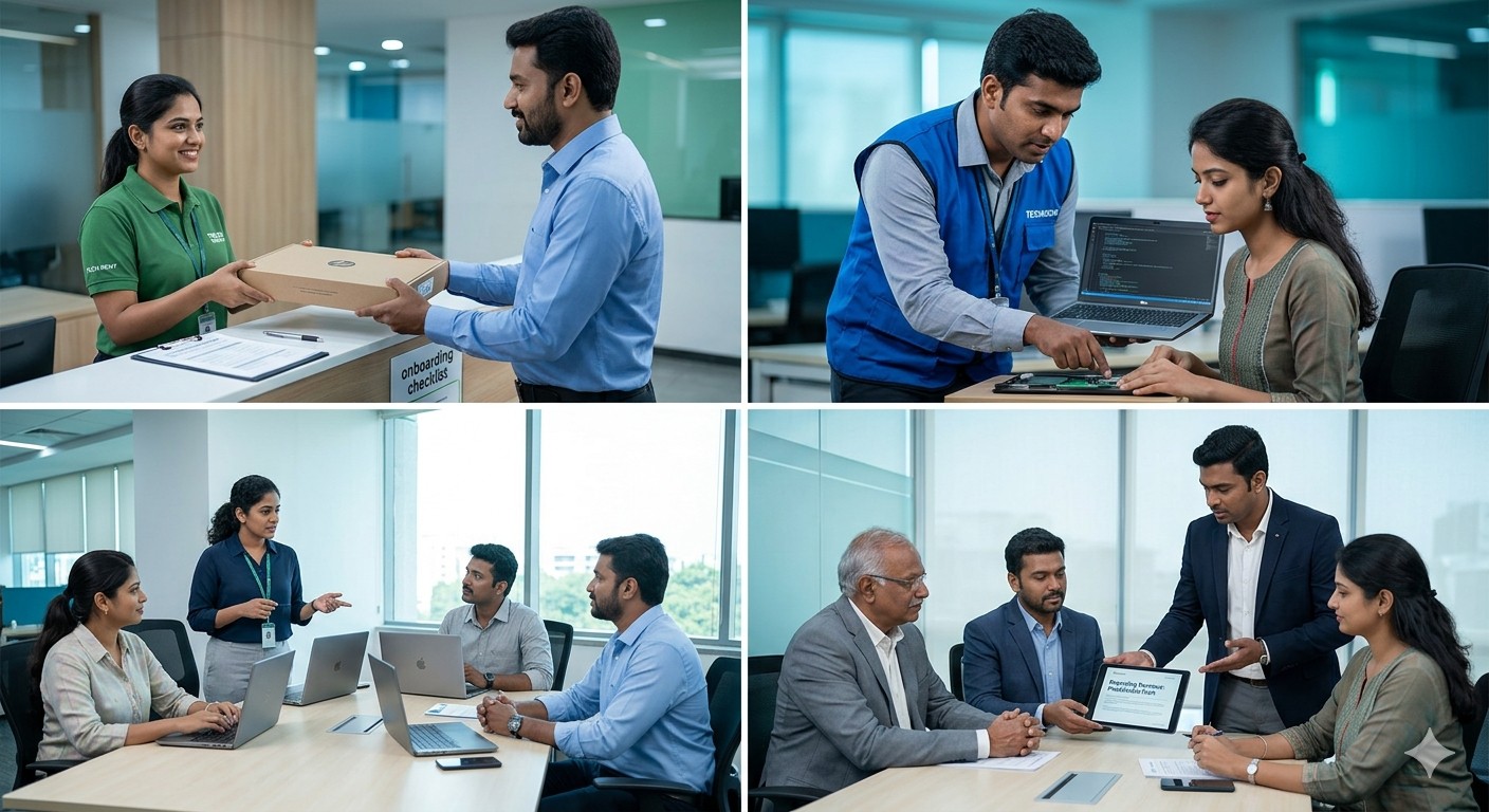 TechLeaf Systems global IT team — hardware delivery, technical support, consulting and client meetings