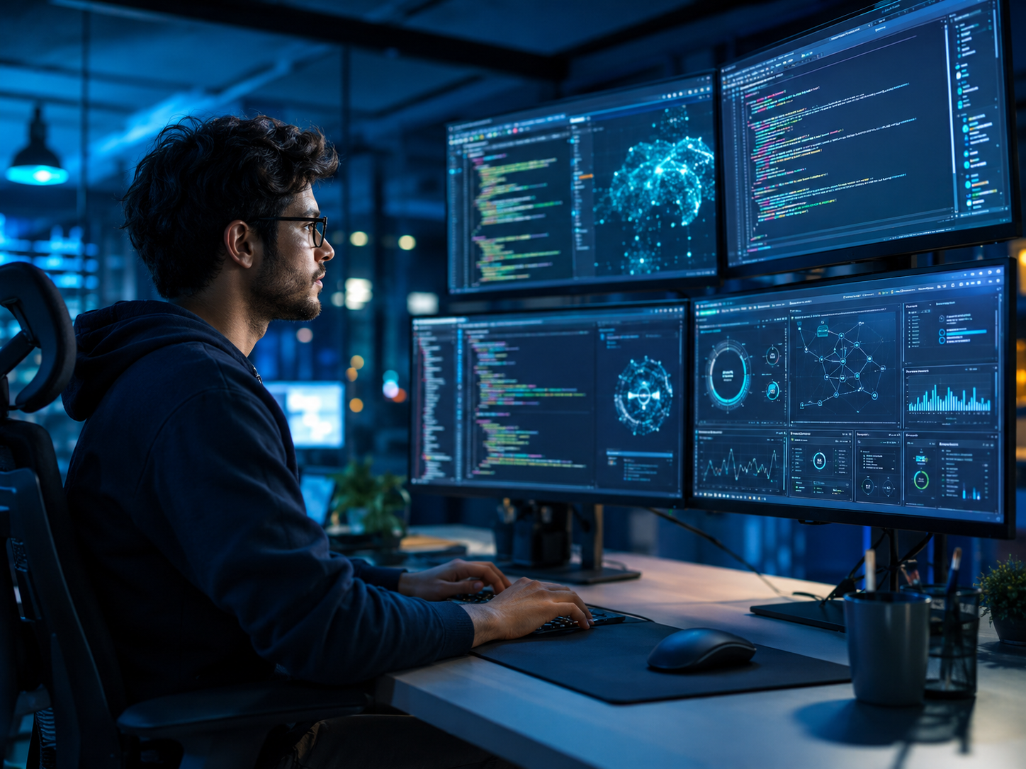 Developer reviewing systems and application workflows